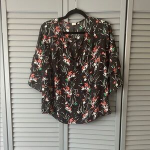GAP Black Floral Blouse